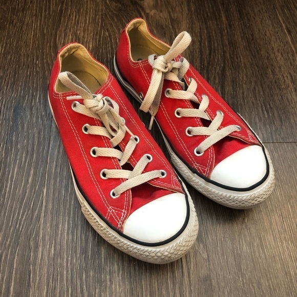 Red Converse Low Top Sneakers - Picture 1 of 10